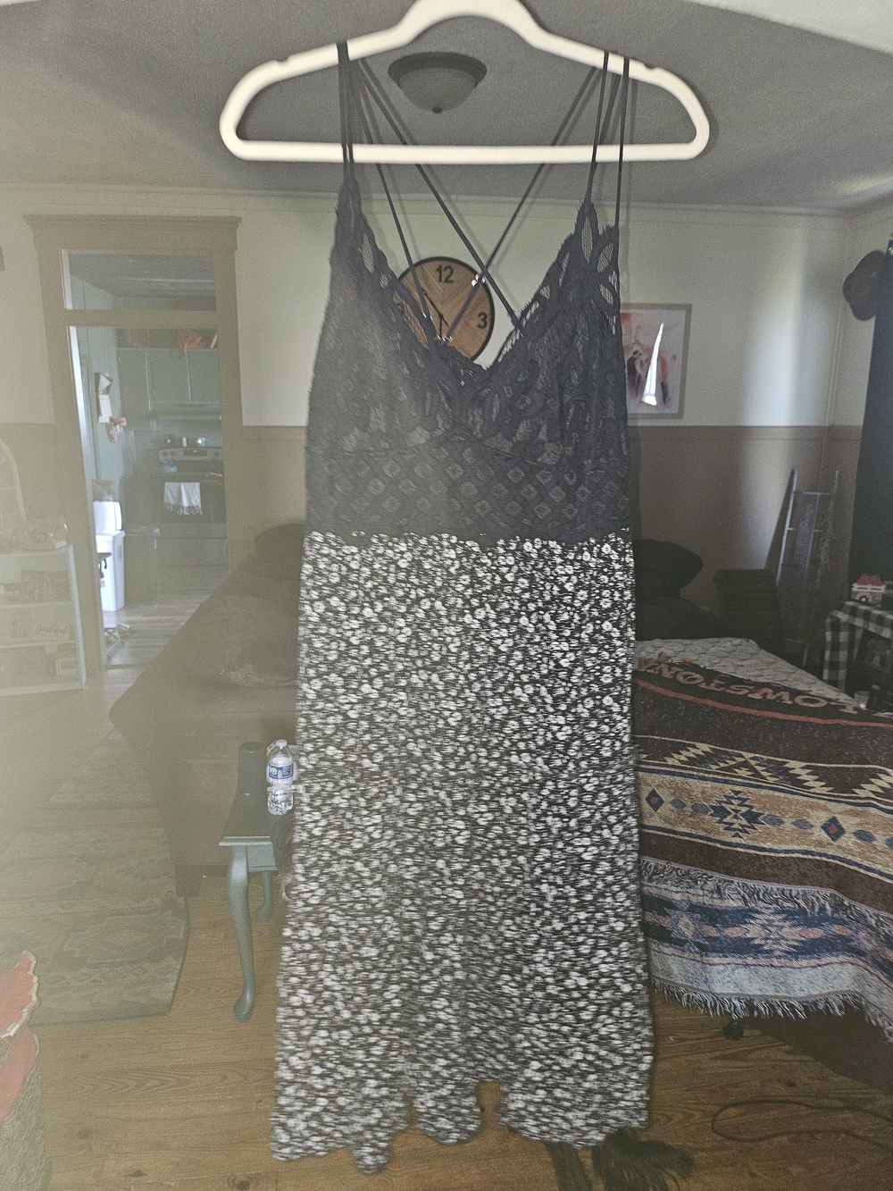 Rue21 Black Lace Top Black & White Floral Maxi Dress